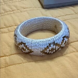 Noonday Woven White and Gold Bangle Bracelet